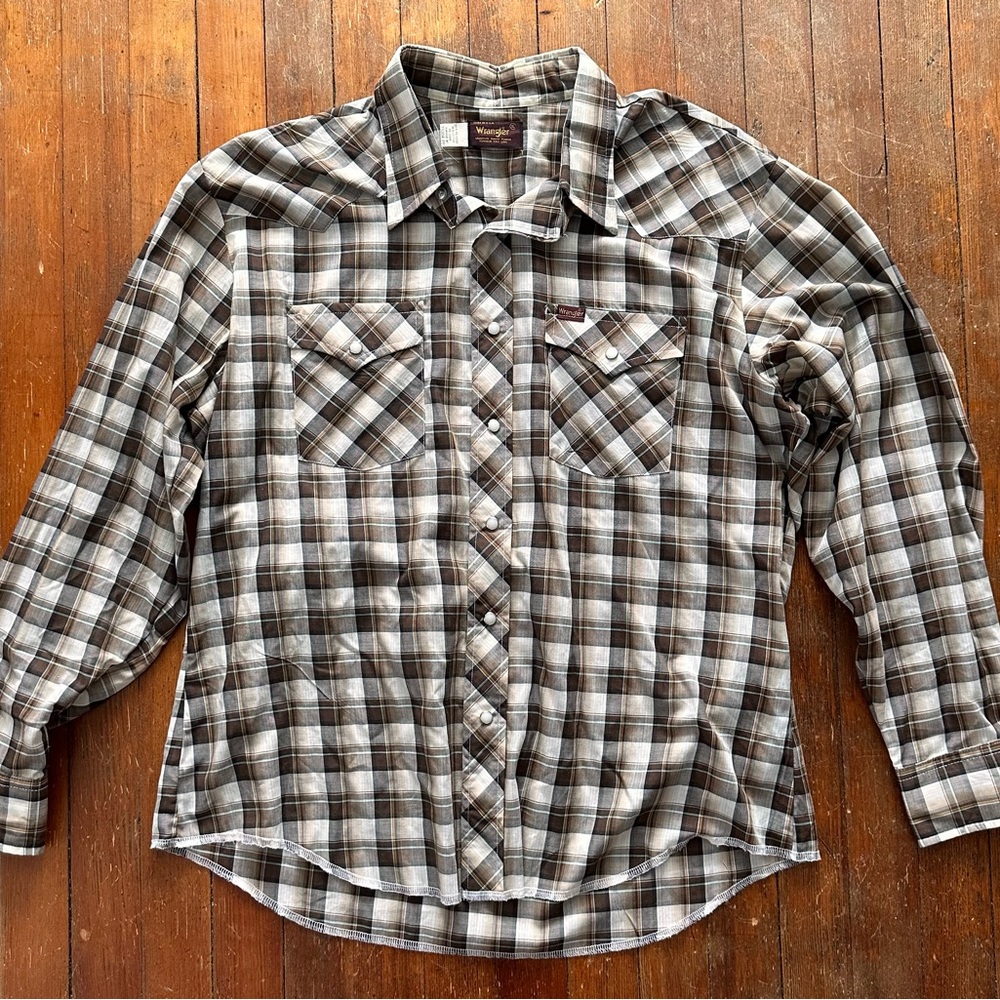 Vintage 80s 90s Wrangler Western Wear Plaid Shirt Men’s XL.
